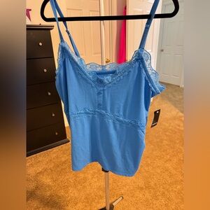 Torrid Blue Lace-Trim Ribbed Cami Tank Top size 2 NWT